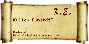 Kulich Euniké névjegykártya